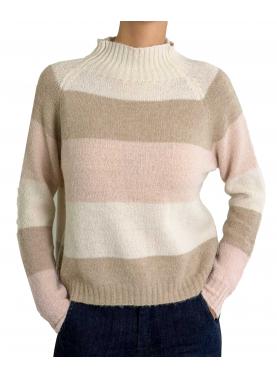 Maglione a righe collo alto